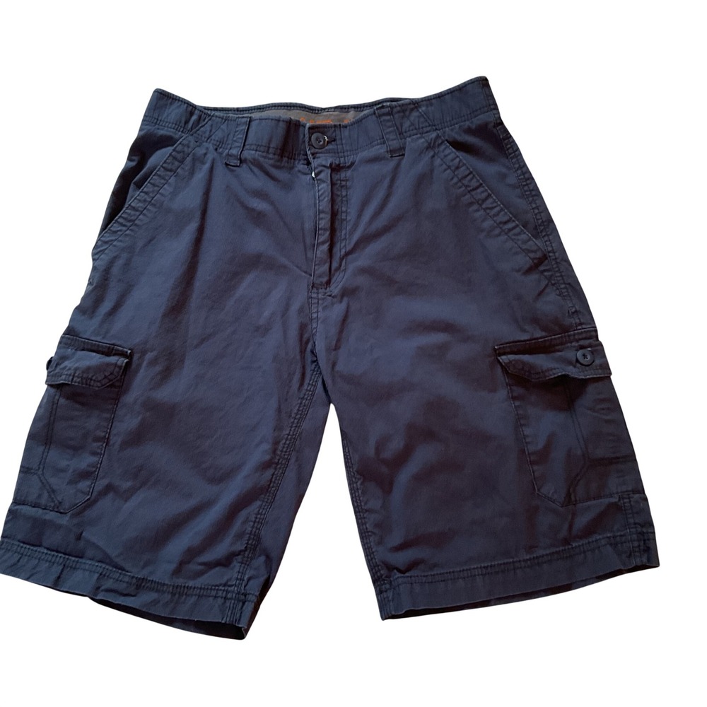 WearFirst Mens Navy Blue Ripstop Cargo Shorts Size 32 Cotton Stretch